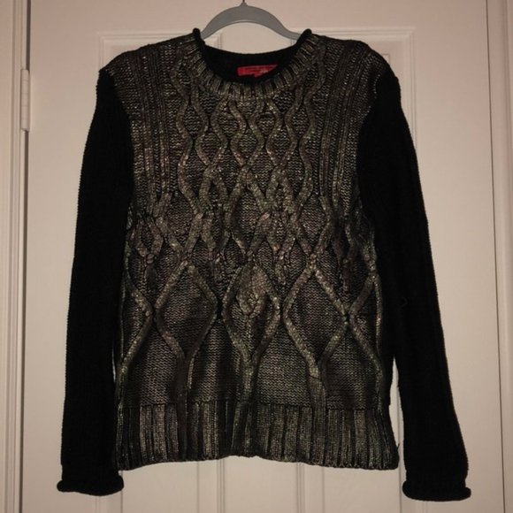 Narciso Rodriguez for Design Nation Knit Sweater Metallic Black size M - Picture 11 of 12